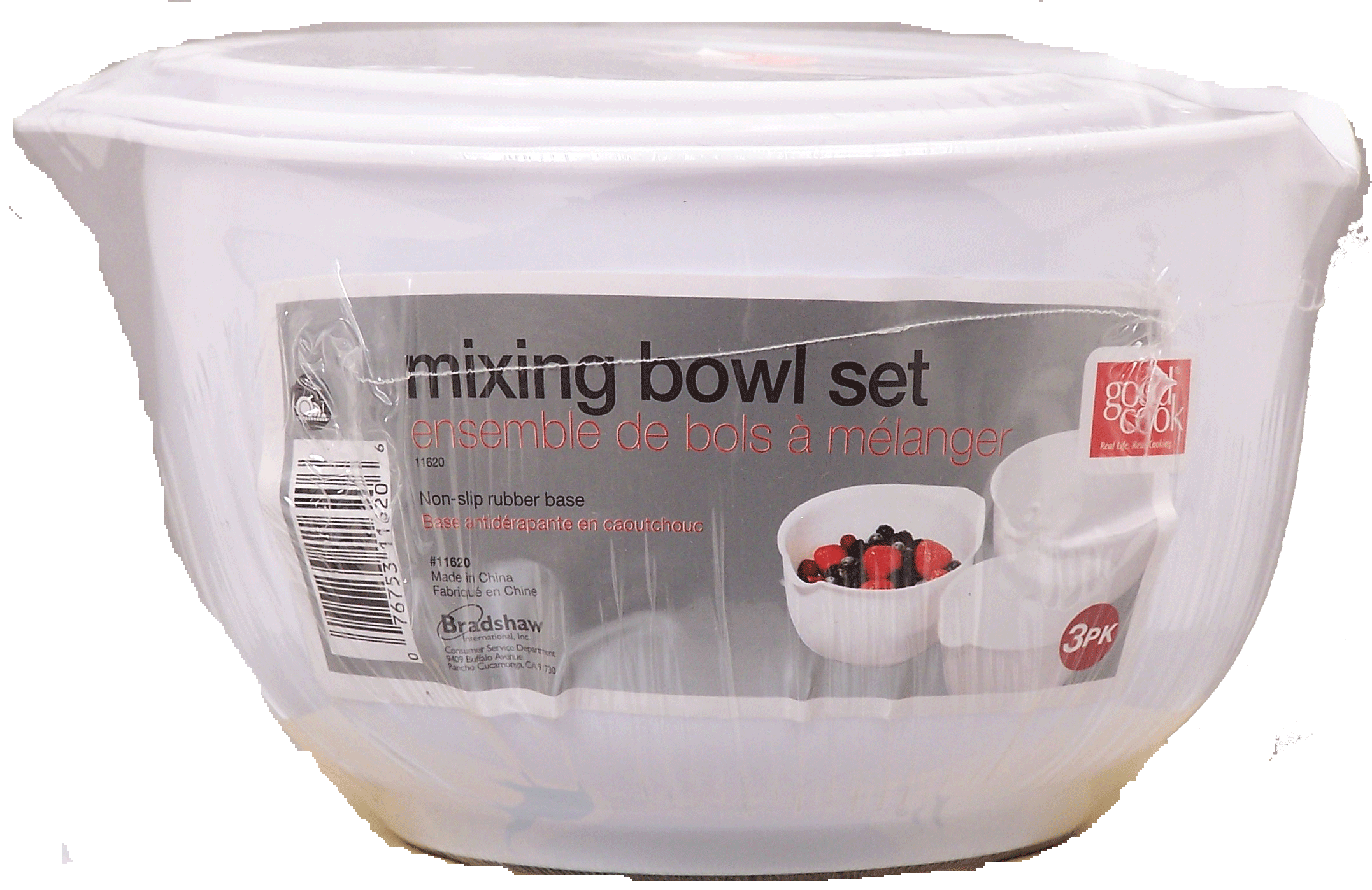 Good Cook  3 size mixing bowl set, white plastic Full-Size Picture